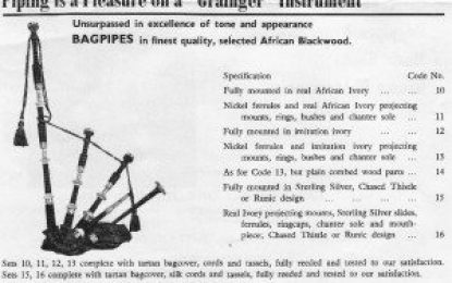 Vintage bagpipe catalog